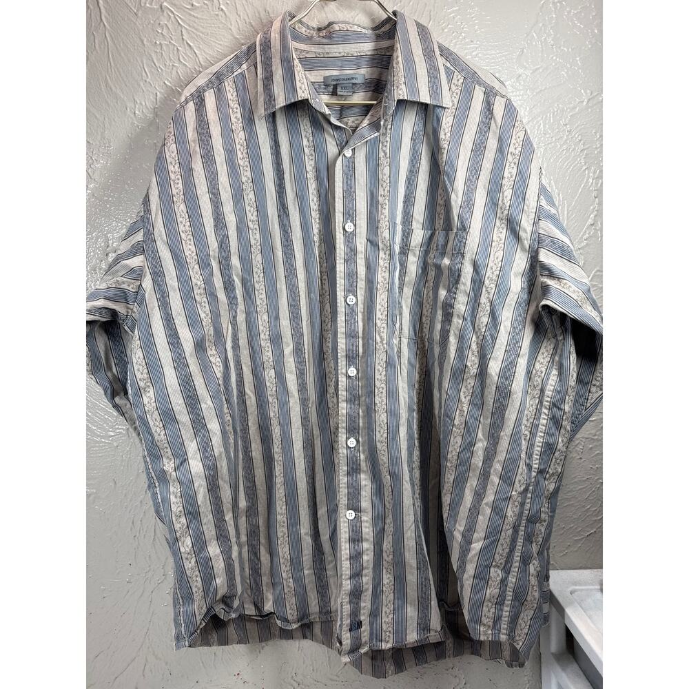 Johnston & Murphy Striped Floral Print Long Sleeve Button Up‎ Shirt Mens Size XL